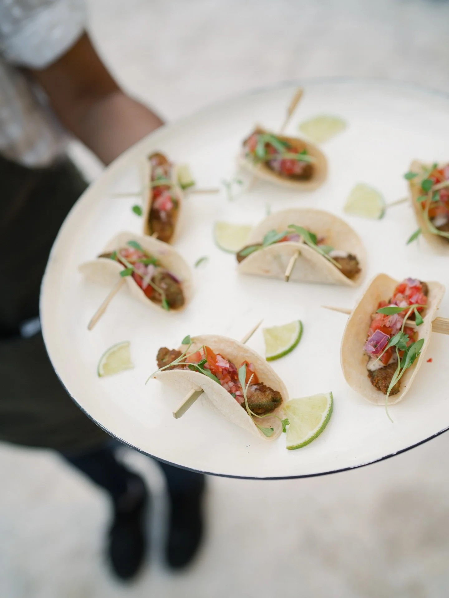 Keleigh + Matthew&rsquo;s wedding was all about chic Texas. Three stations shaped the experience.

Highlights from the menu:
fried avocado street taco with micro cilantro, chipotle aioli, grapefruit pico de gallo and lime
whipped goat cheese puff, fi