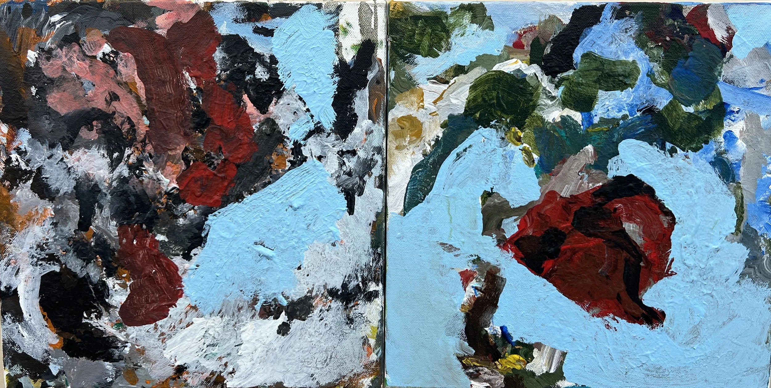 Two for One, acrylic on canvas, 12"x24"