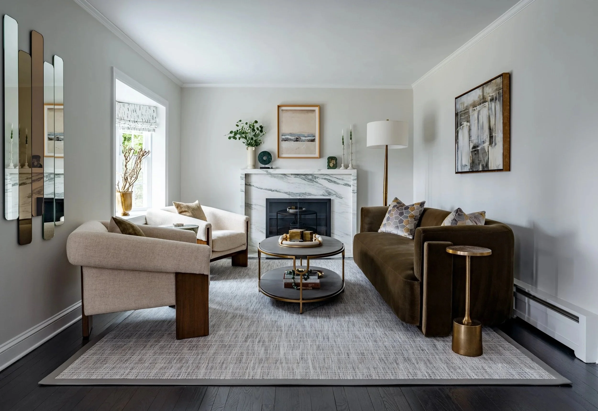 Scarsdale Edgemont Modern Formal Living Room Custom Fireplace