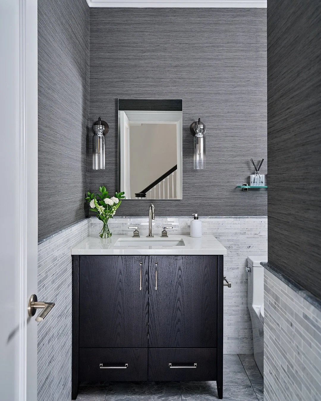 🏗️New Spaces: Renovations and new builds are dream projects for us, letting us create brand new spaces for our clients. 

Swipe to see the evolution of this sophisticated Scarsdale powder bathroom. 
.
Design by: @7b_design 
Photo by: @rayon_richards
