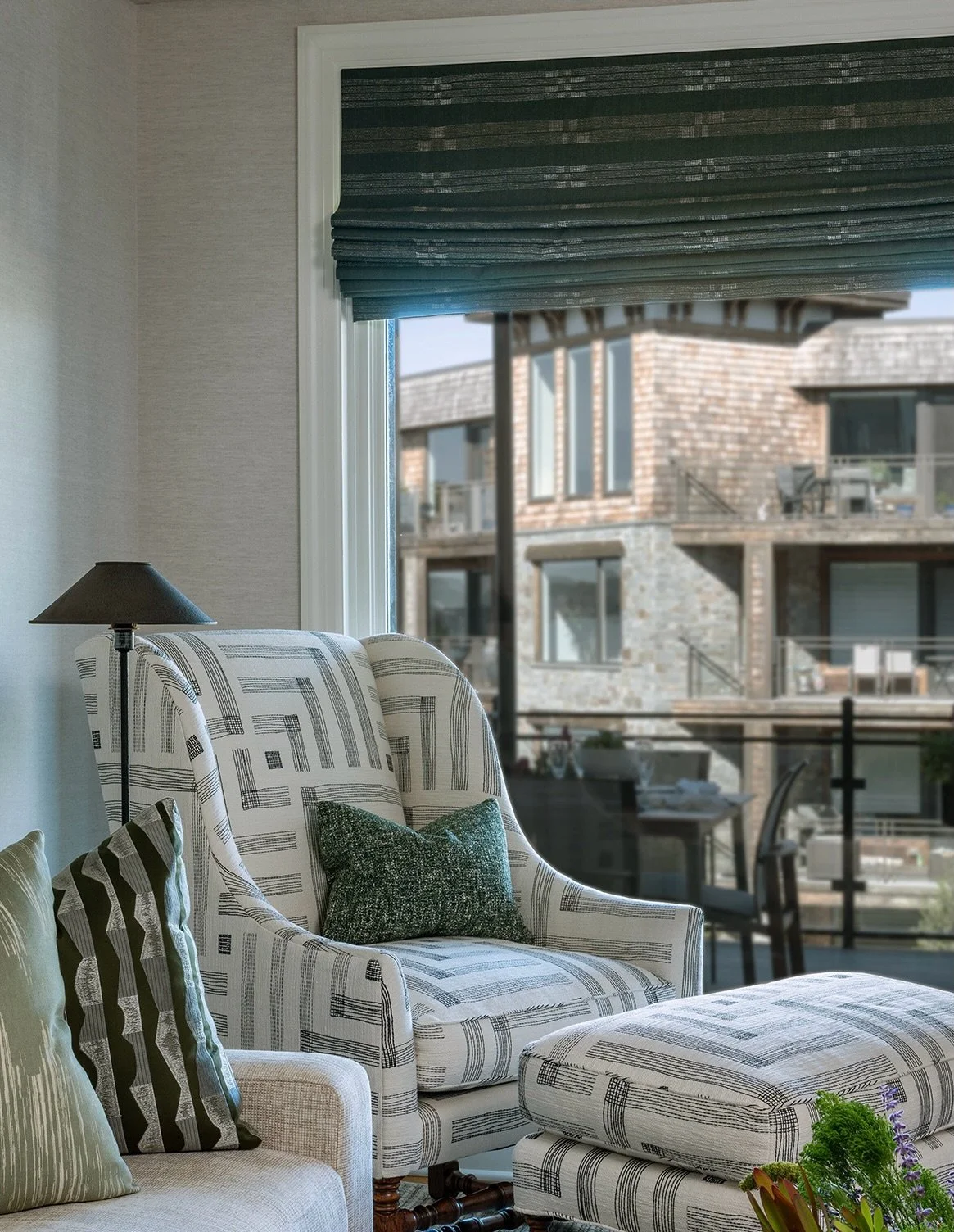 Interior design is really about learning the balance between mixing, not matching. 

Spoiler alert: not everything has to match perfectly. The key is to ensure that all elements complements each other. 

Take this Tarrytown den, for example: green wi