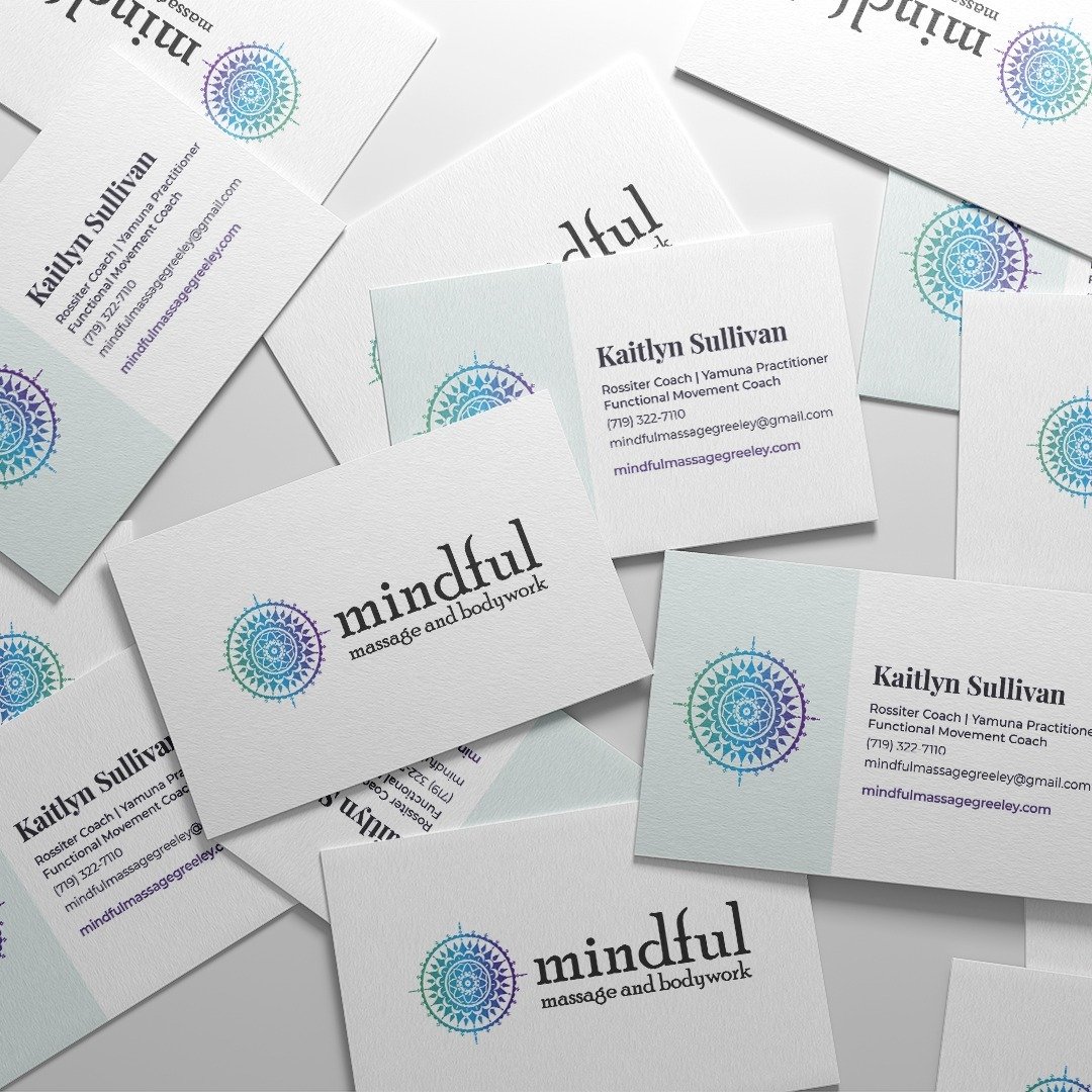 Keeping the throwbacks coming with some business cards for @mindfulmassagebodywork and @kaitlynr_sullivan 

According to Lucidpress (2019), keeping a consistent visual identity helps with brand recognition, trust, and loyalty, and can increase your r
