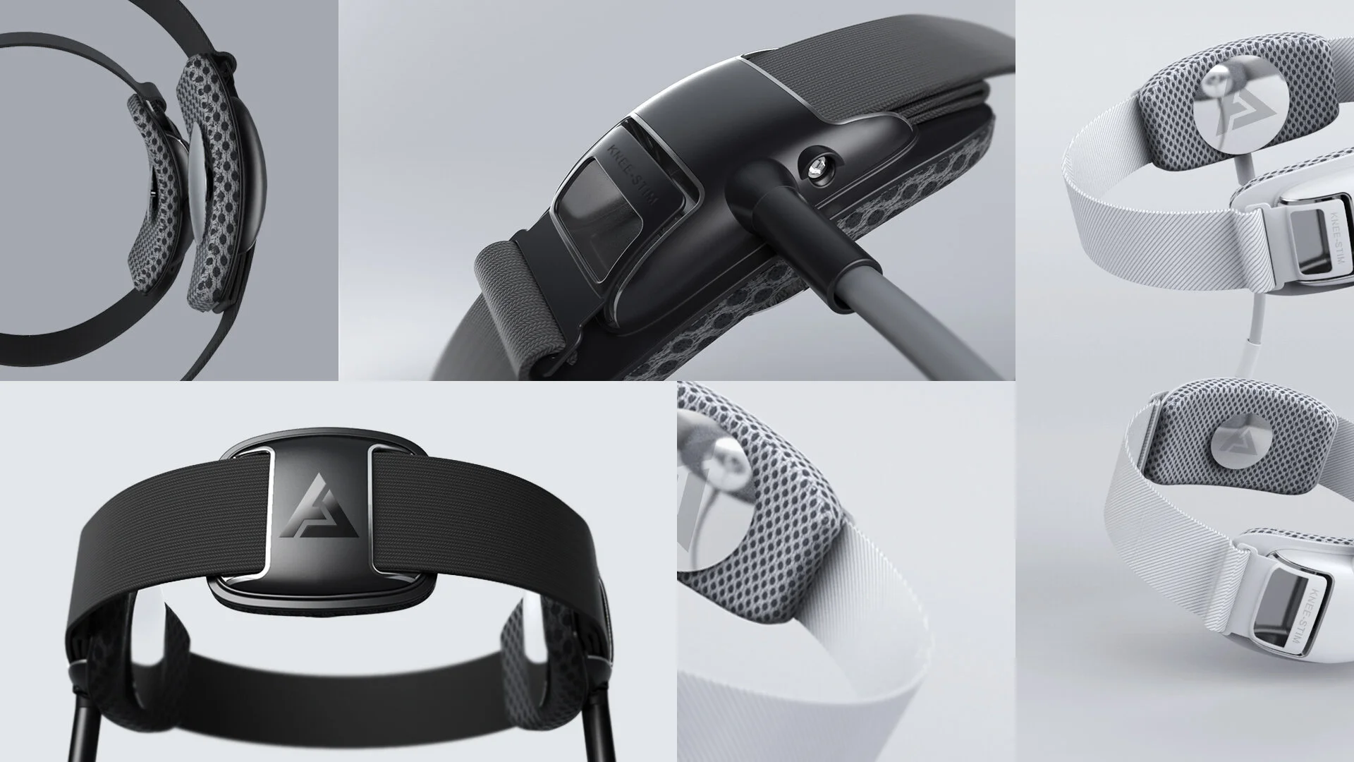 Collage of Articulate Labs KneeStim design details