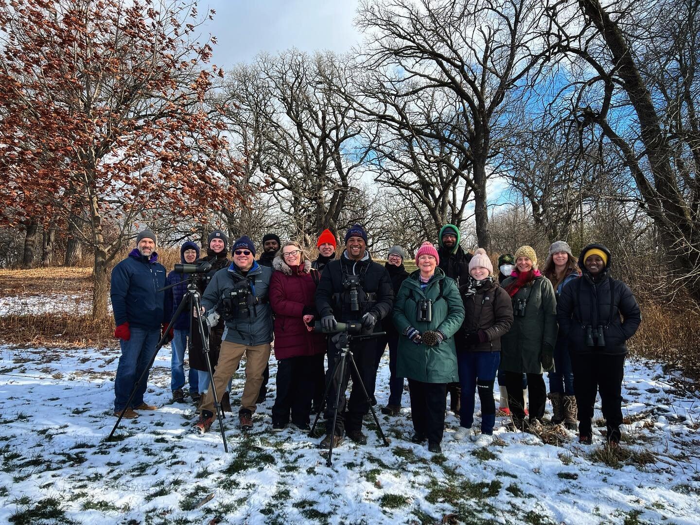 A little cold, snow, and wind didn&rsquo;t stop our group of 20 (not everyone is pictured) Bird Nerds from having a fantastic day of birding at Turville Point Conservation Park. We hiked 2.01 miles and saw a total of 32 species of birds this morning.