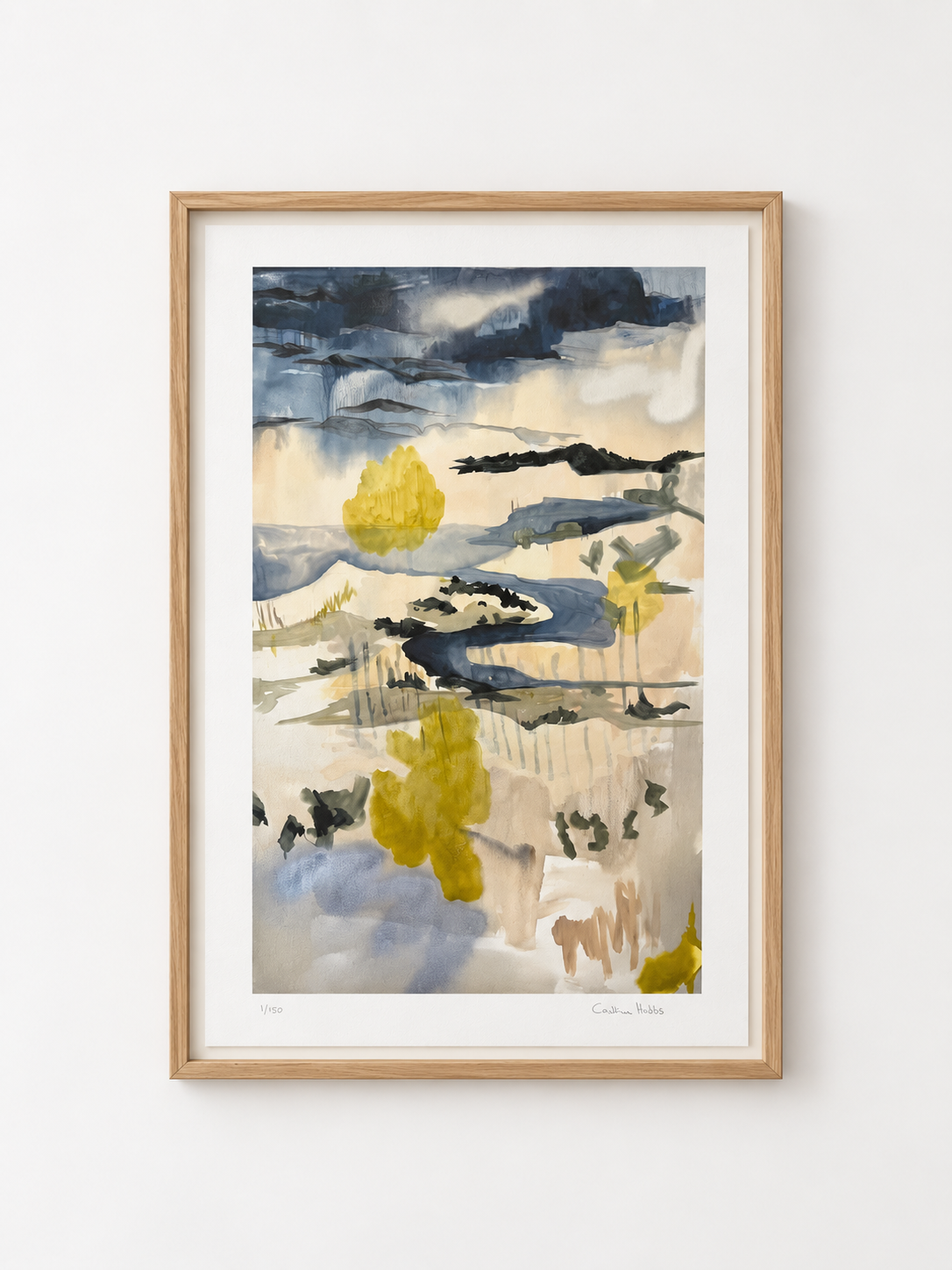 One Monday in Spring I art print by Cristina Hobbs in a natural oak frame; digital framing visualization