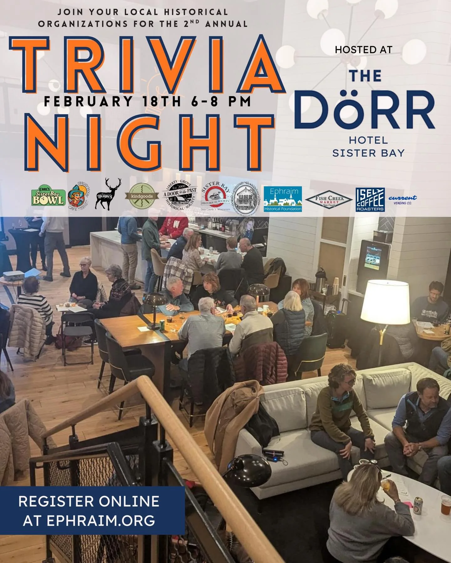 Join your local history organizations for the 2nd Annual Trivia Night at @thedorrhotel! 

The event is next week Wednesday, February 18th from 6-8pm. Register for teams of 3-6 people. $15 per person.

There are prizes for the top three teams! 🏆

All