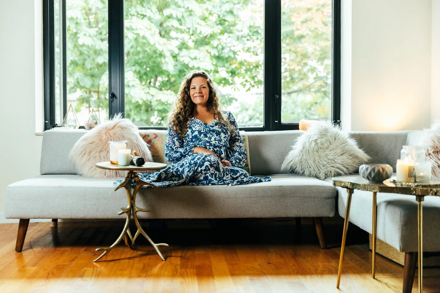 Donna Mandarano seated on the couch