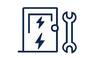 Battery icon with lightning bolt symbols and a wrench icon indicating Panel Upgrades & Service Changes
