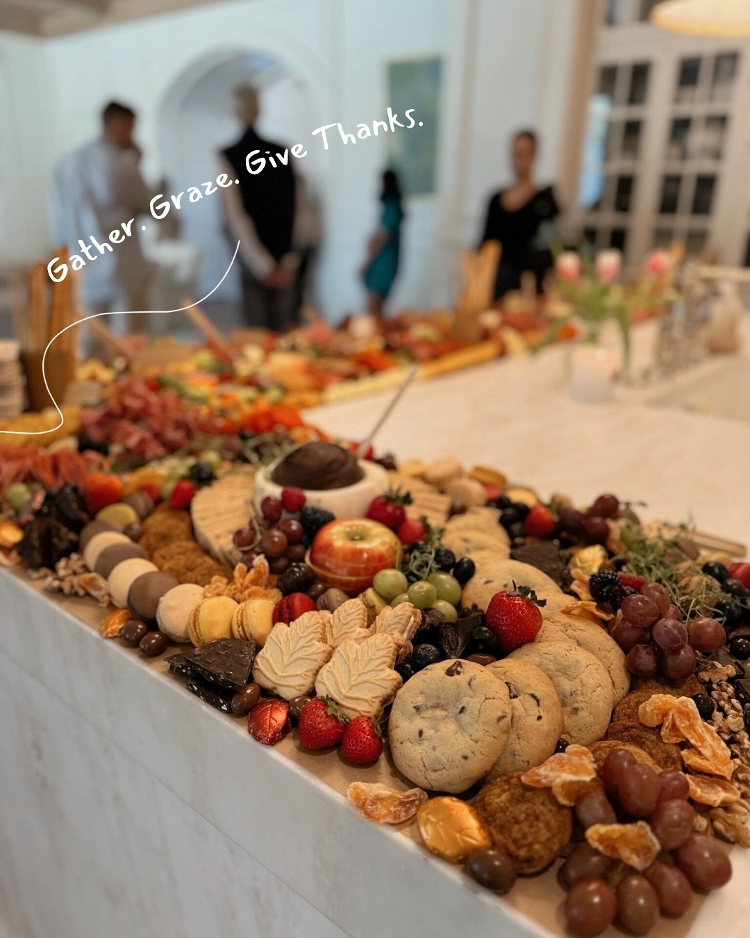 A little bit of everything to be thankful for&mdash; cheese, wine and the memories made around our grazing table. 🫶🏼🍁🍂🧀🍪

#grazingtables #charcuterietable #thanksgivingcharcuterie #gatherandgraze #30a #gather30a #gatheringboards30a #30afoodandw