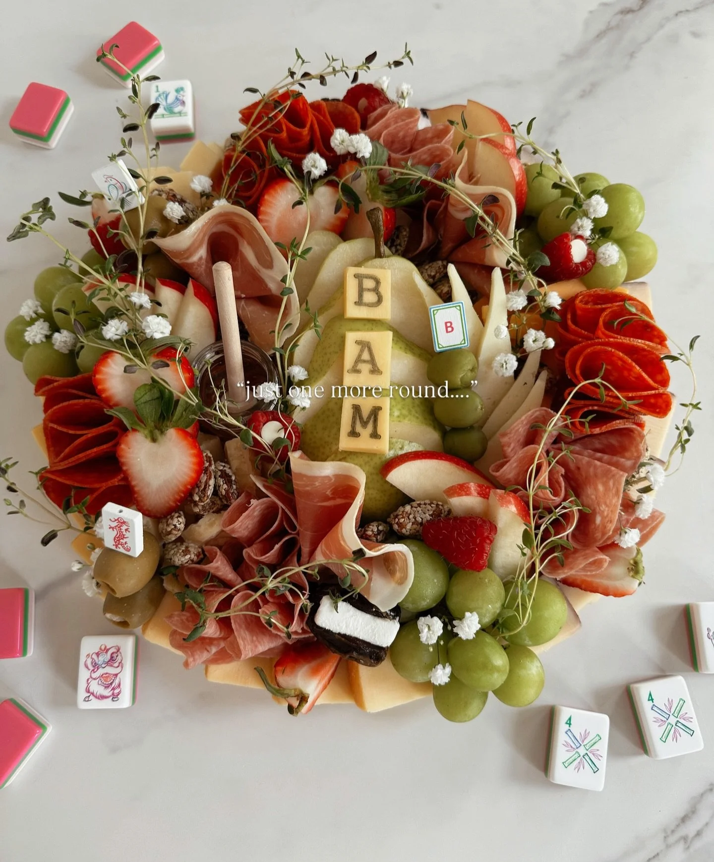 ~whips out our favorite snack strategy ✨🀄️🧀🌸 

Mahjong and charcuterie, gathering boards, girls night out 30a, eat drink mahjong, grazing boards, 30a food, beach mahjong,  cheese tiles