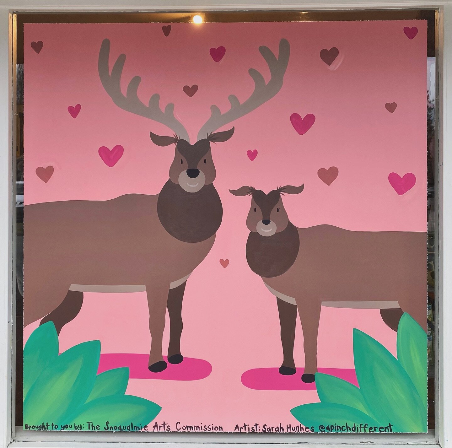 Happy Day of Love from Larry &amp; Elle. 💗
.
#larrytheelk #windowmural