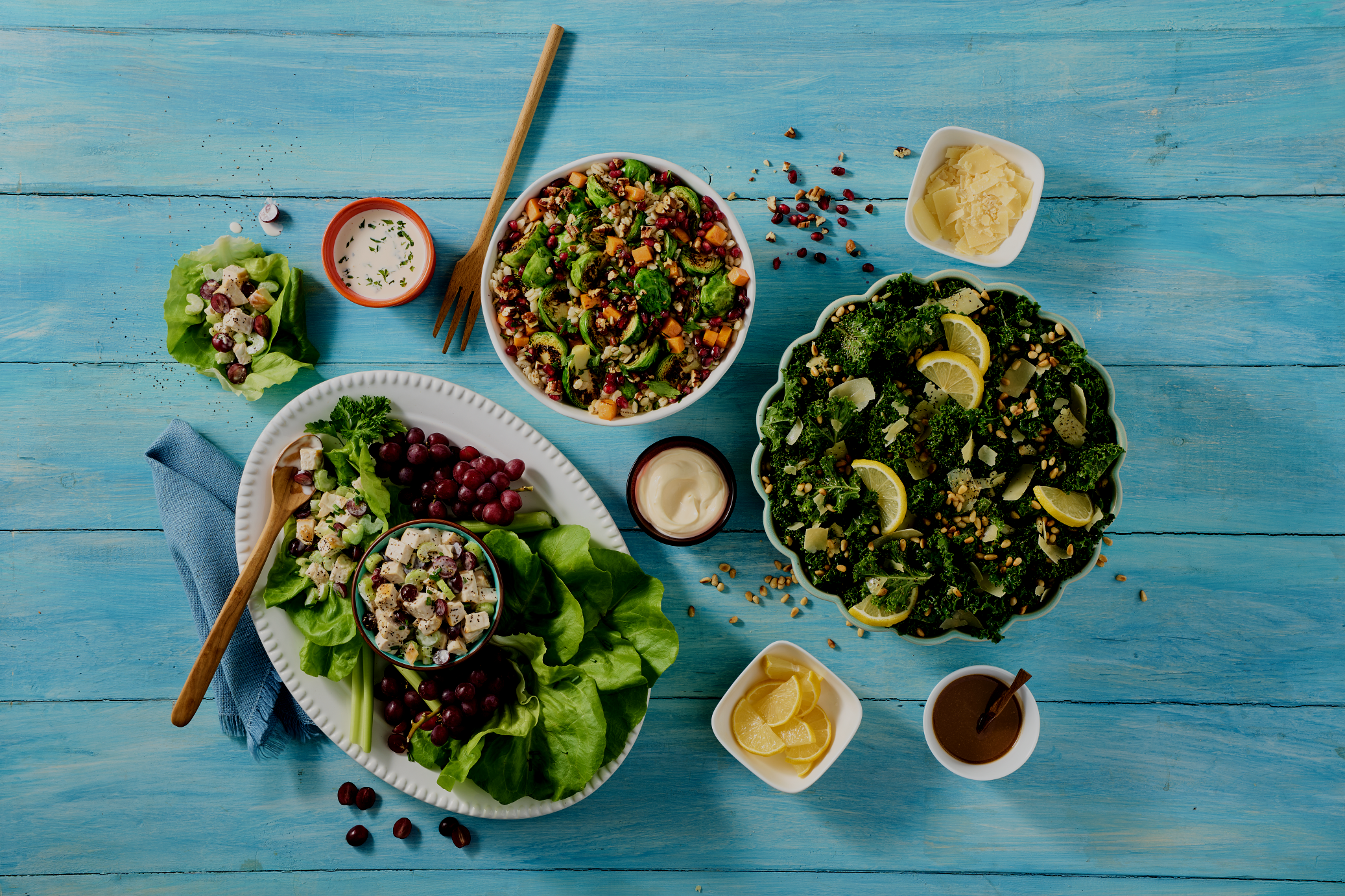 CUB26_Magazine_Spring_2026_SpringSalads_BrusselSproutSalad_HarvestChickenSalad_KaleSalad_OH_Styled.png