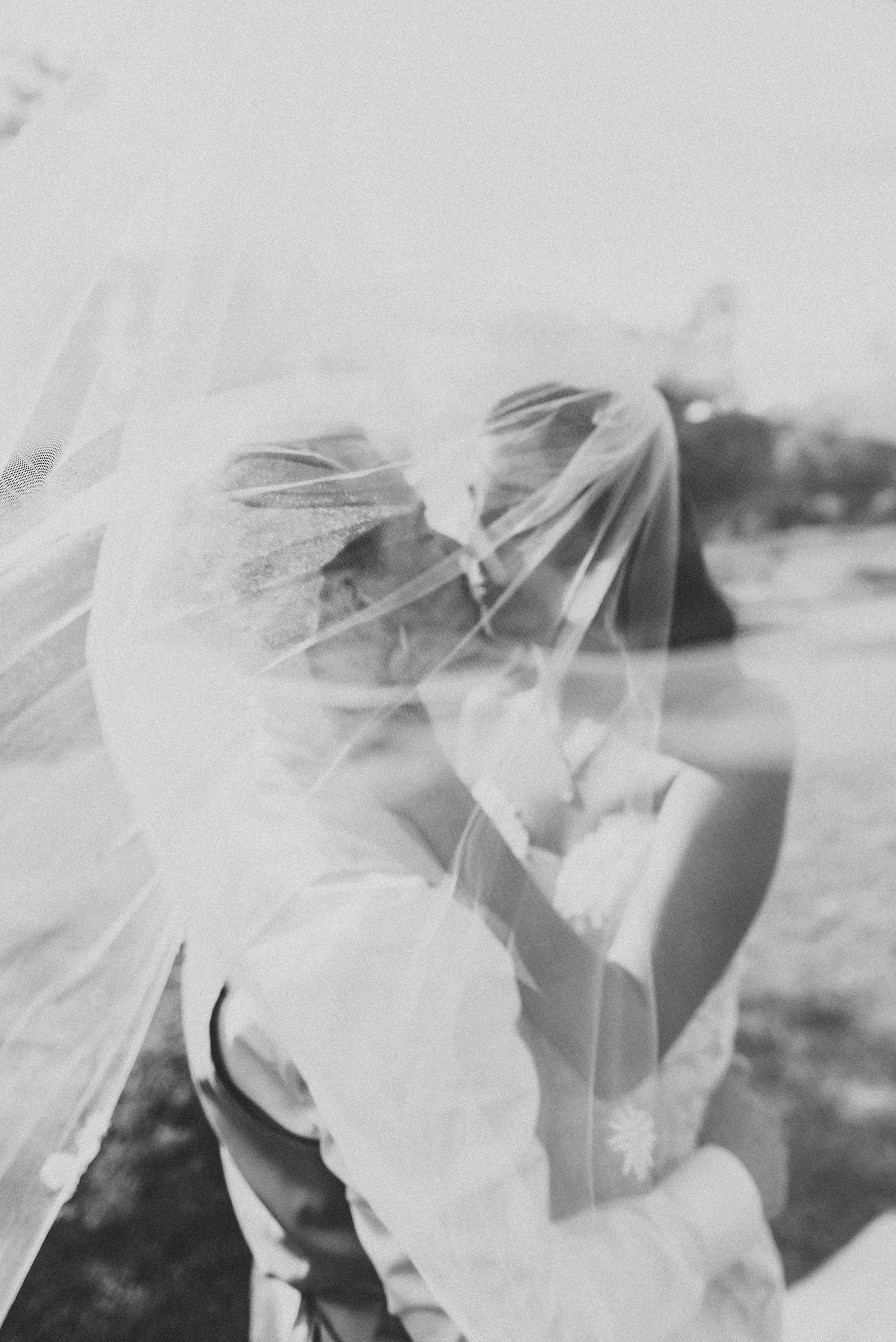 Bride and Groom, Kissing, In the wind
