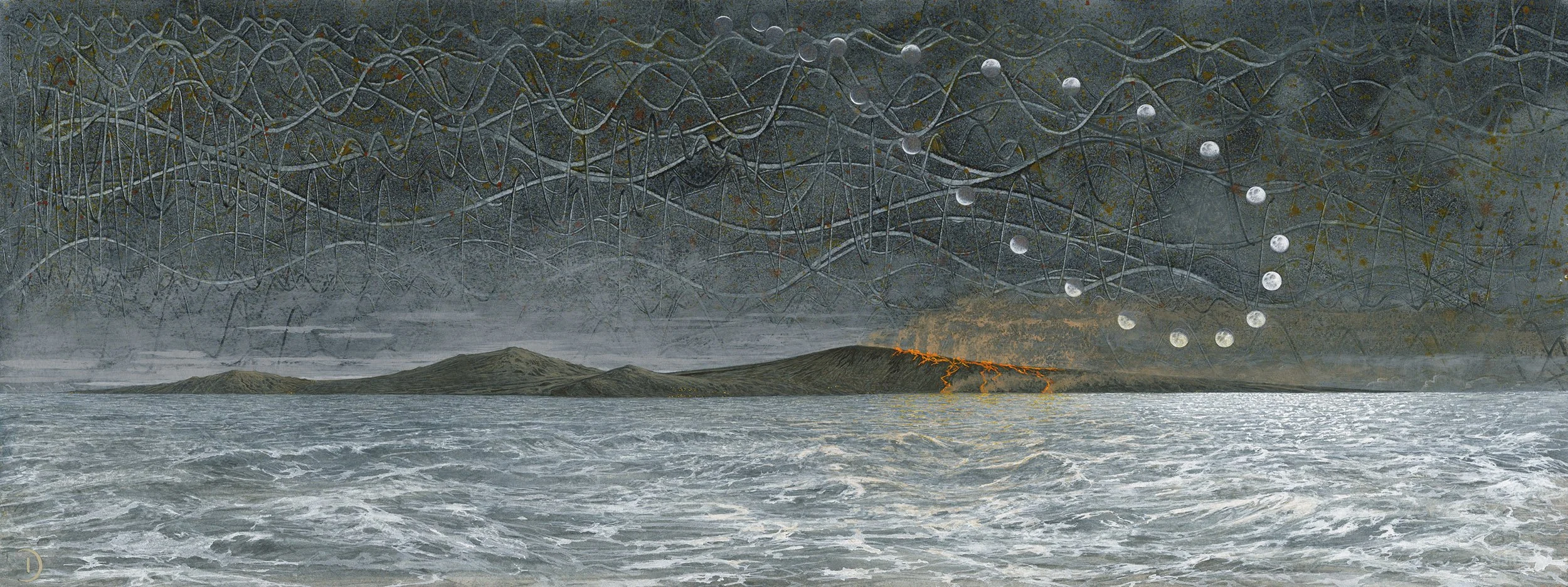 East - 1950. Axis Mundi - Watercolor and Gouache - 11x30"