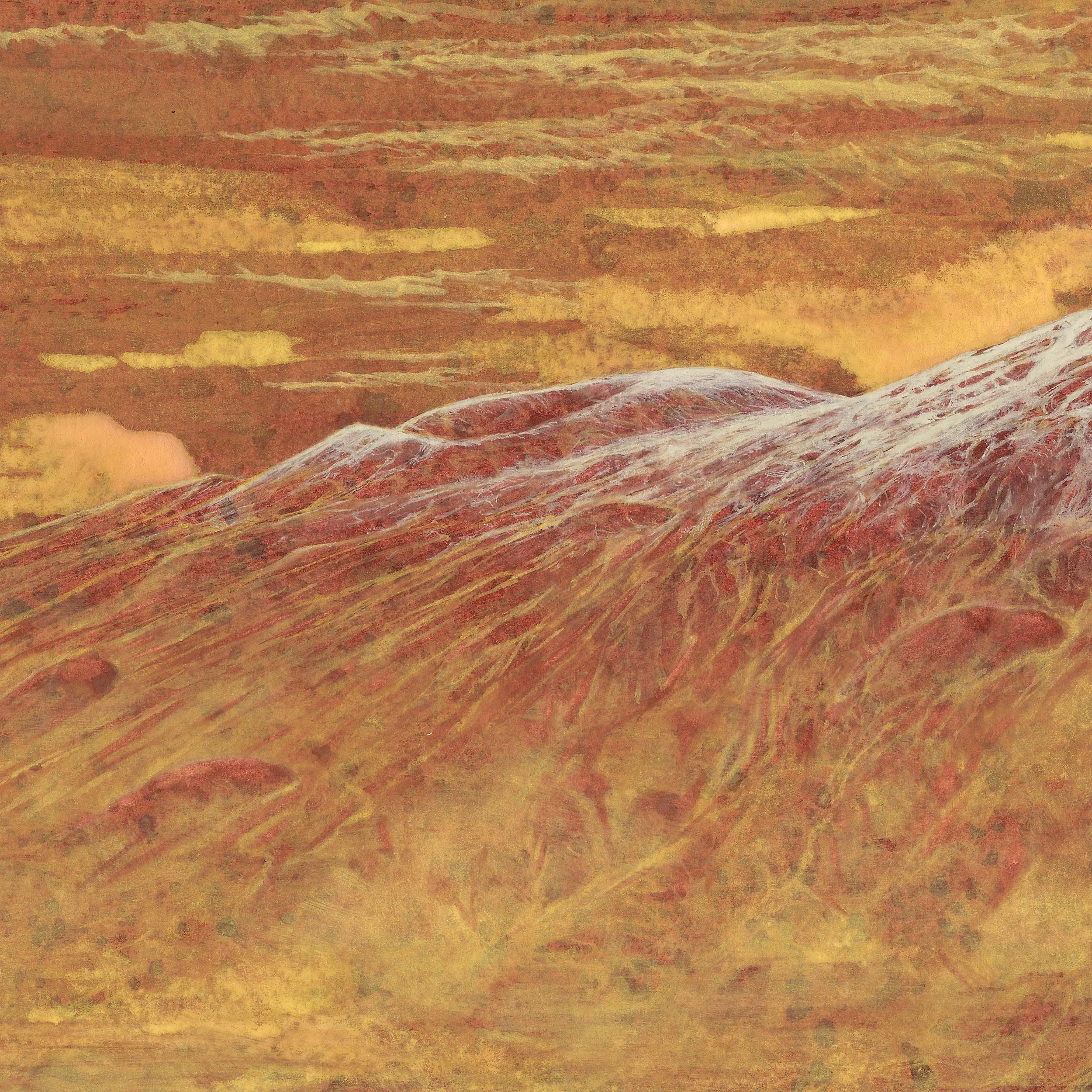 Red Sky In The Morning - Watercolor and Gouache - 11x30" - detail