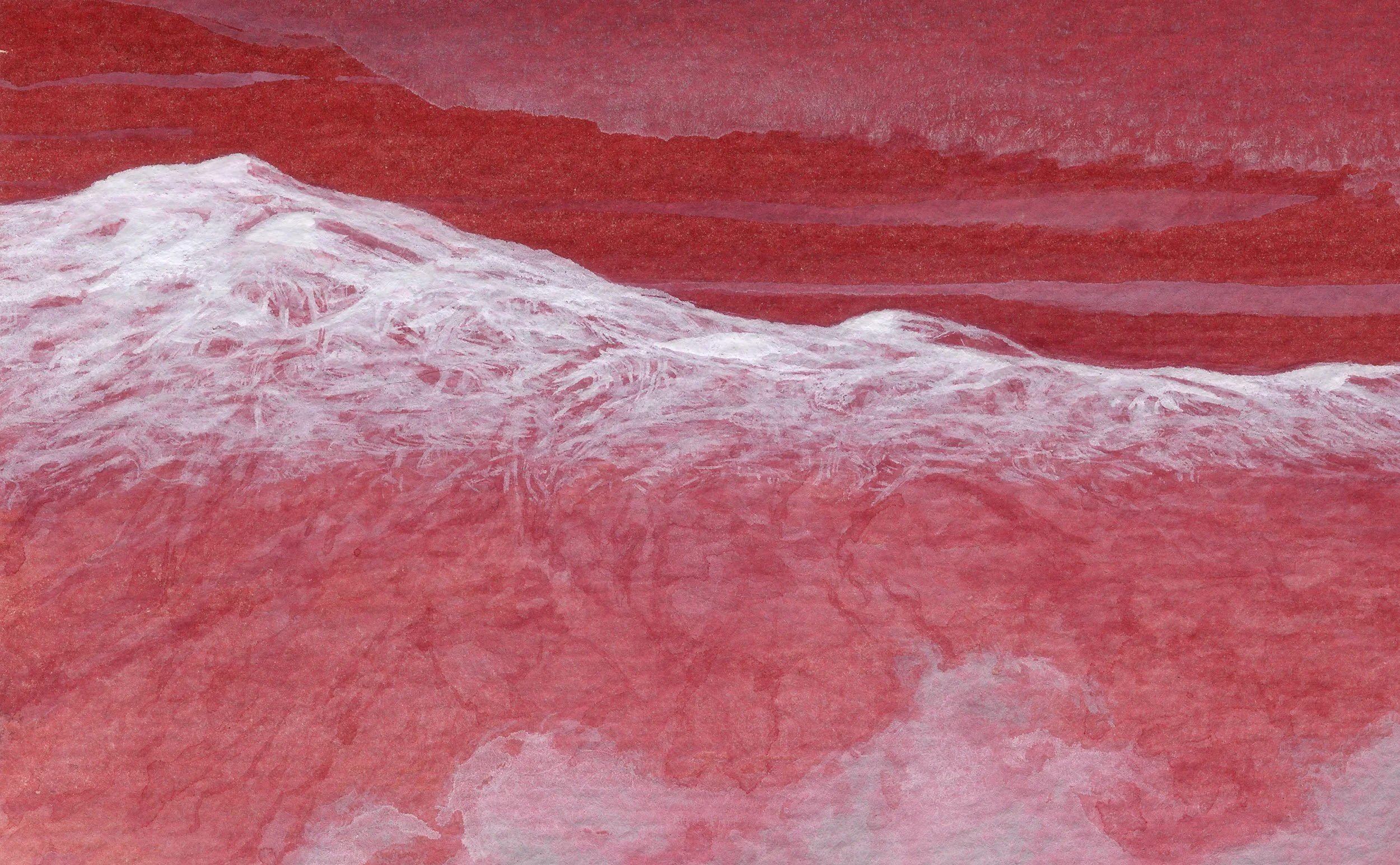 Crimson - Mauna Kea - Watercolor and Gouache - 12x9" - detail