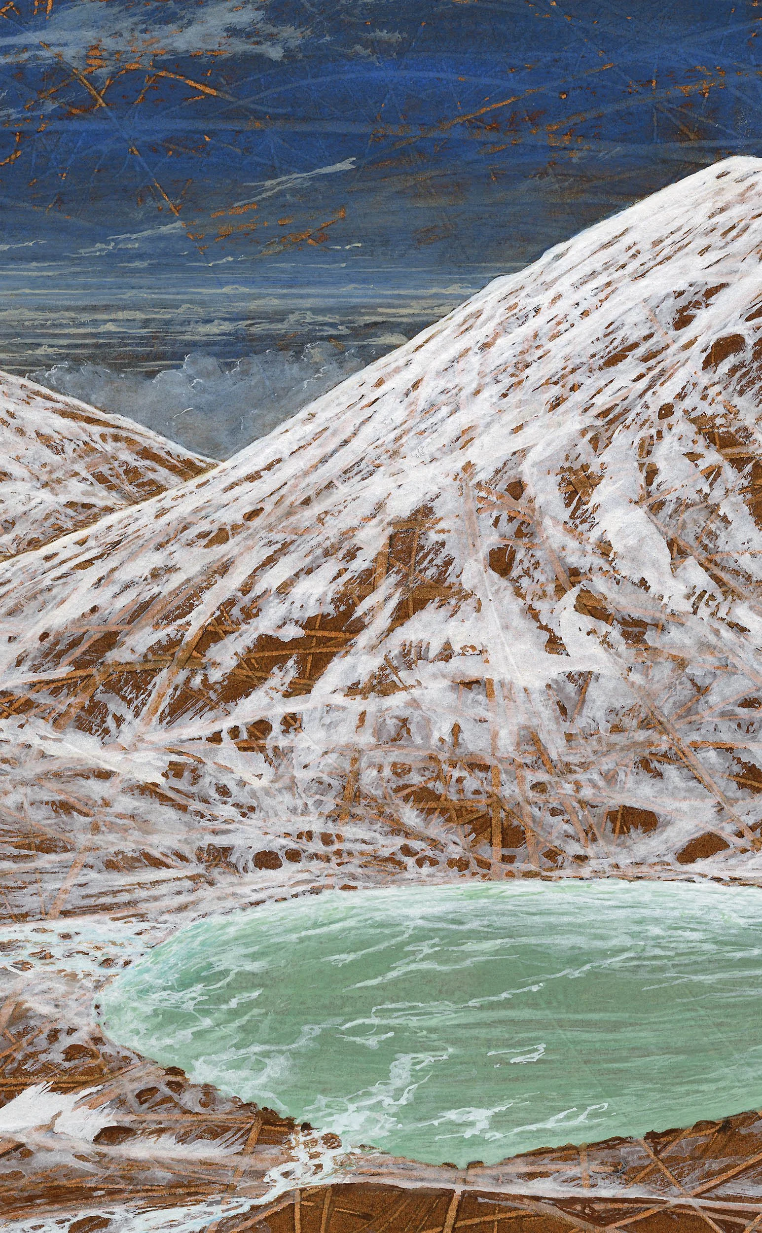  The Ancient Lake At Pu‘u Makanaka - Watercolor and Gouache - 15x23" - detail