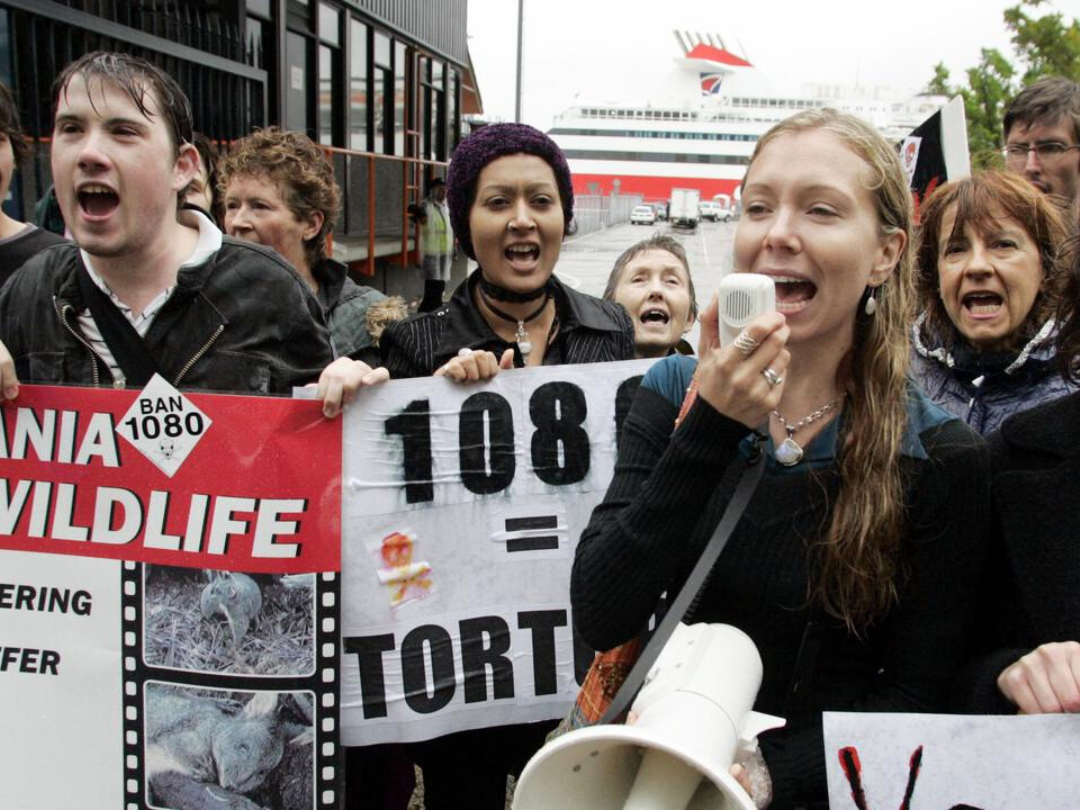 Coalition Against 1080 Poison protesters rally against 1080 baiting