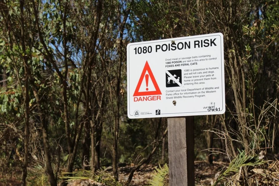 Western Shield 1080 warning signage in Western Australia