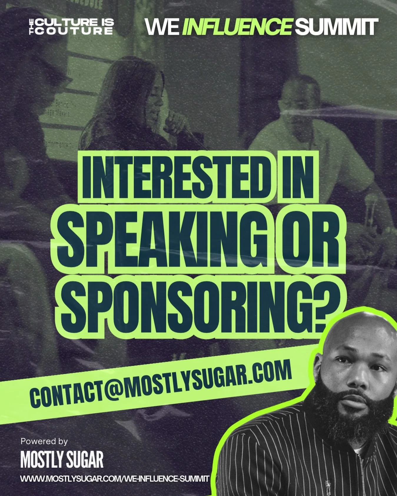 Interested in speaking at or sponsoring the We Influence Summit?

We&rsquo;re curating voices and brand partners aligned with culture, creativity, and impact.

Tap the link for speaker application or reach out: contact@mostlysugar.com

#rva #forthecu