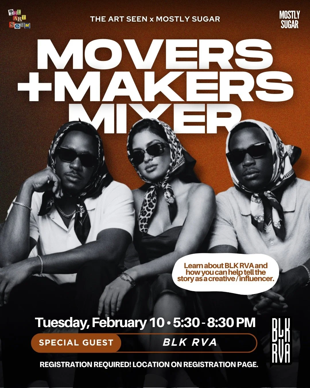 If you&rsquo;re a creative, storyteller or influencer looking to strengthen your network and learn about opportunities, this mixer is for you.

The Movers + Makers Mixer hosted by The Art Seen (@theartseen_ ) x Mostly Sugar (@mostlysugar), featuring 