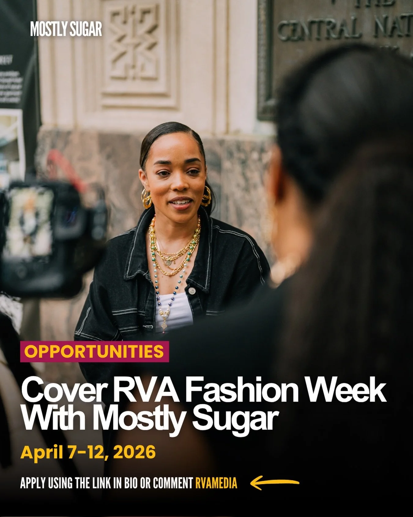 If you shoot, write, film, or create, and have a passion for fashion, this is your invitation. We&rsquo;re looking for volunteer creatives to cover RVA Fashion Week SS26 with us April 7&ndash;12.

Link in bio, or comment RVAMEDIA to apply.

#rvafashi