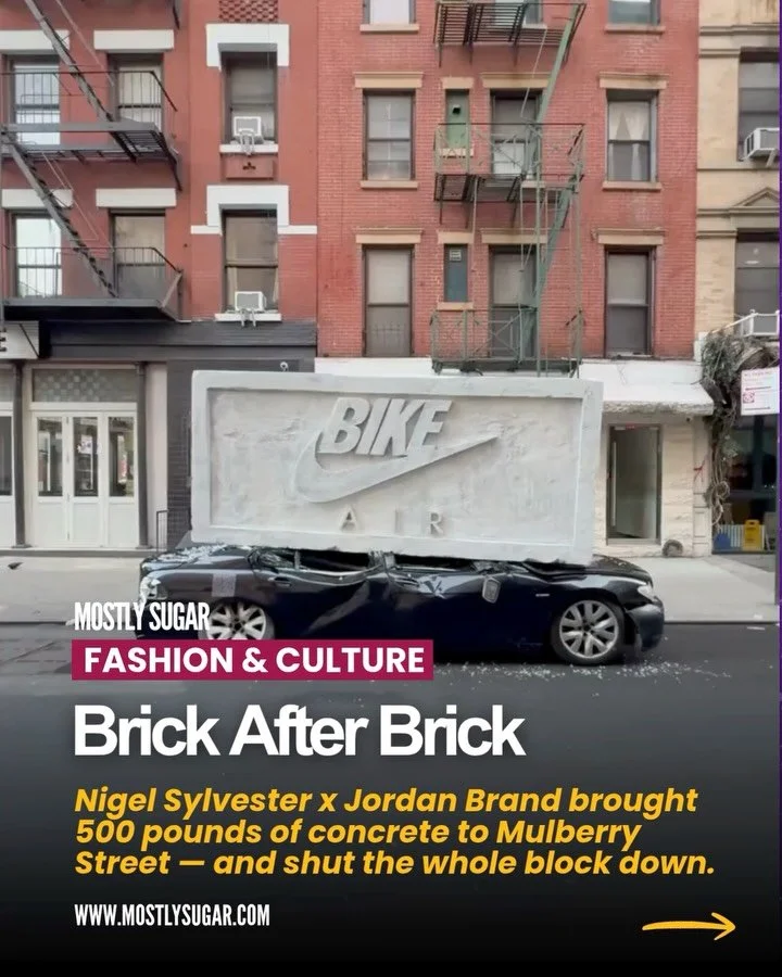 500 pounds of concrete. One crushed BMW. And a shoe that might just win Sneaker of the Year twice. 

Nigel Sylvester and Brooklyn artist FRIDGE (What&rsquo;s In Your Fridge) just dropped The Weight of Progress on Mulberry Street &mdash; a 500-lb conc