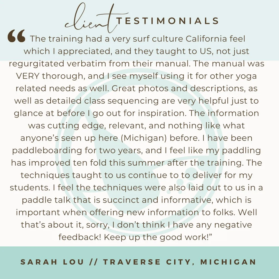 Reviews like this never get old. 🩵⁠
⁠
When someone tells us the training improved their paddling, gave them confidence to teach, and continues to help them serve their own students&mdash;that's the greatest compliment we could receive.⁠
⁠
Thank you,