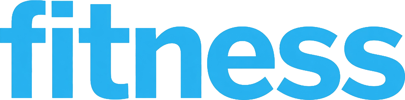 The word 'fitness' written in blue lowercase letters.