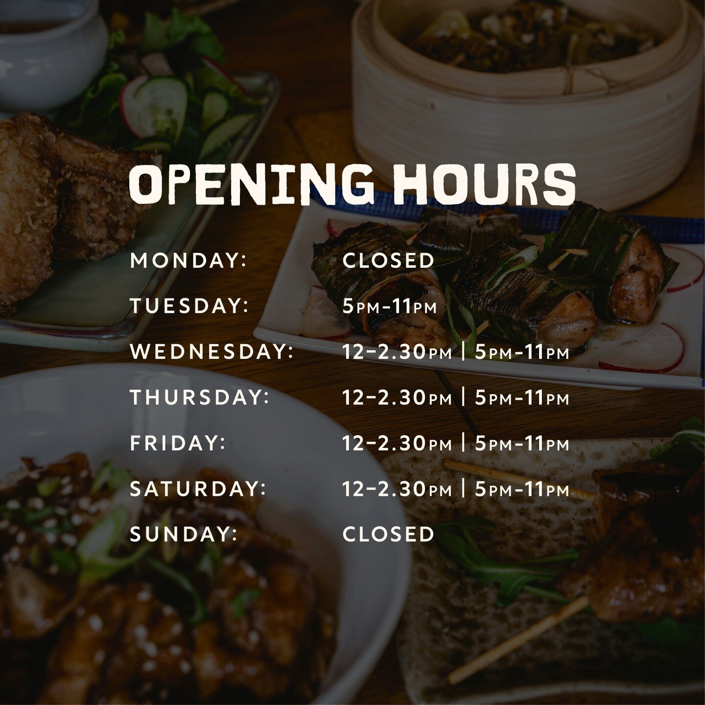 New opening hours! We're now open on Tuesday evenings - give us a call or use our online form to book a table. #tambayankitchen 🇵🇭