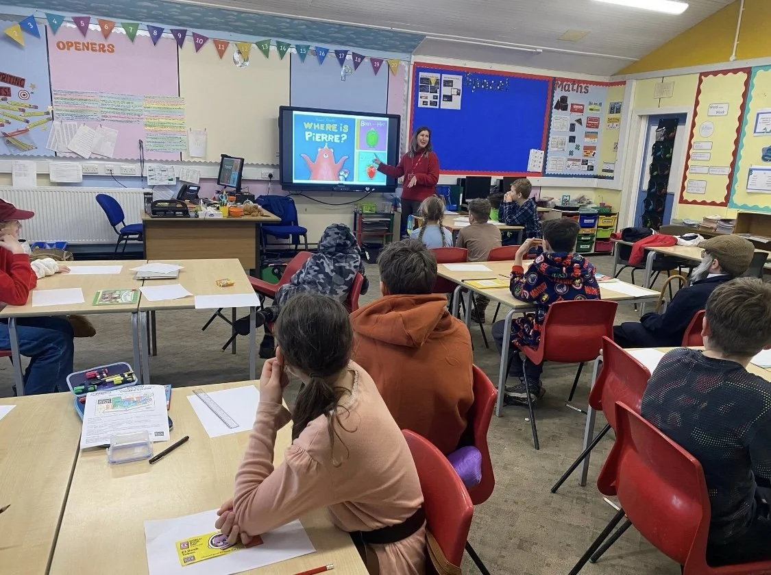 Children's Author and Illustrator Emma Clarke leading a school workshop.