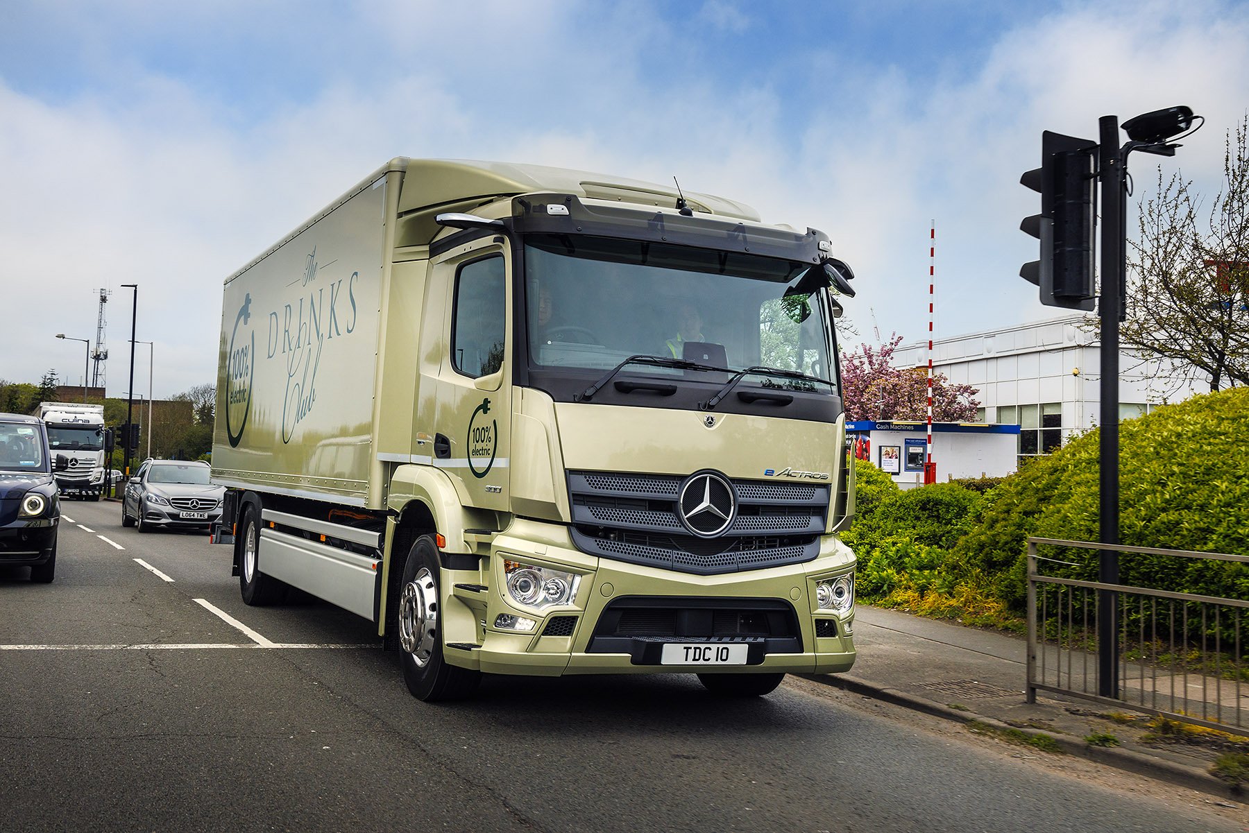 Electric Mercedes-Benz Truck Delivering For The Drinks Club