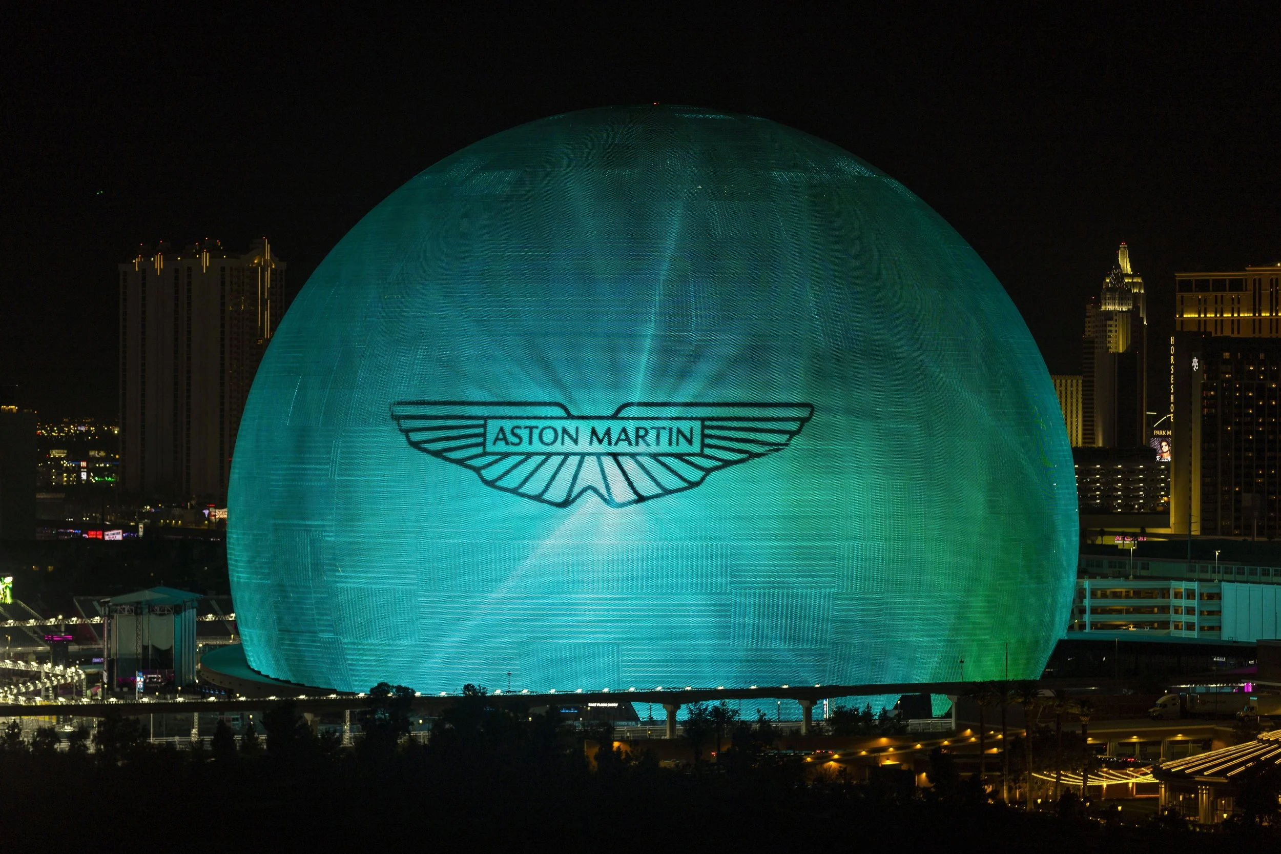 Aston Martin illuminates the Sphere Ahead of Las Vegas Grand Prix