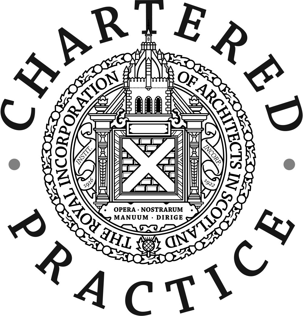 Seal of the College of the Department of Architecture, featuring a building with a spire, columns, and the Latin phrase 'Opera Nostramur Manumur Dirige'.