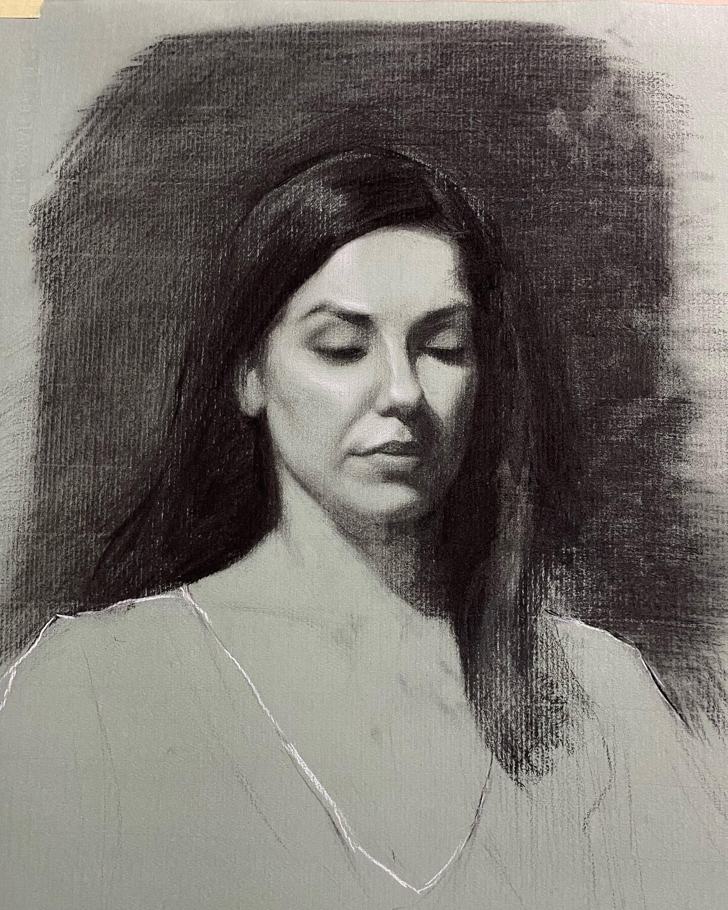 Our Instructor&rsquo;s Demo for the portrait from life workshop. 
Charcoal on Roma paper.
50cm x 65cm 

3 to 4hrs charcoal demo across 3days.

AMAA provides training in classical and traditional drawing skills. It is a skill based training in a profe