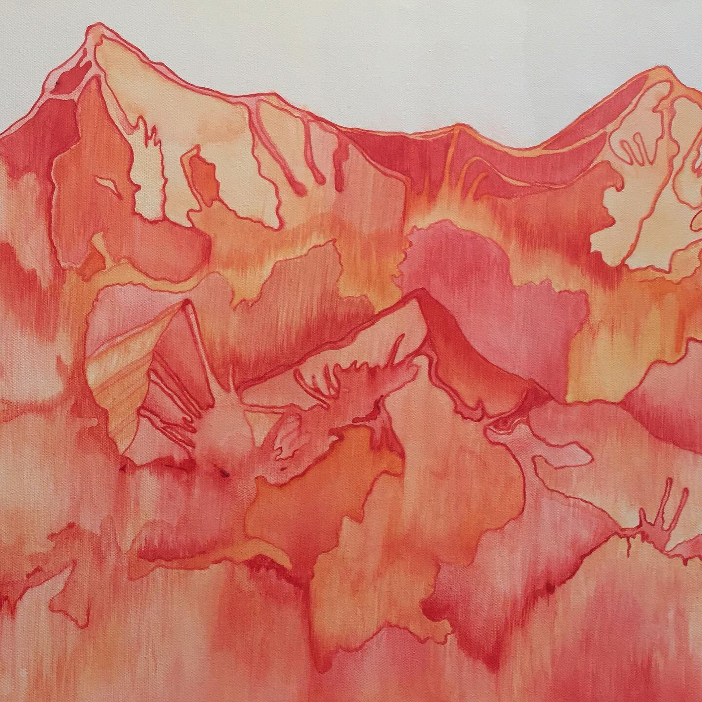 The mountains are calling and I must go &hearts;️
.
.
.
#mountains #art #artist #painting #landscape #landscapepainting #sunset 
#reds #palette #abstract #abstractart #orange #colorful #gouache #artistsoninstagram #sydneyartist #fineart #happyplace #