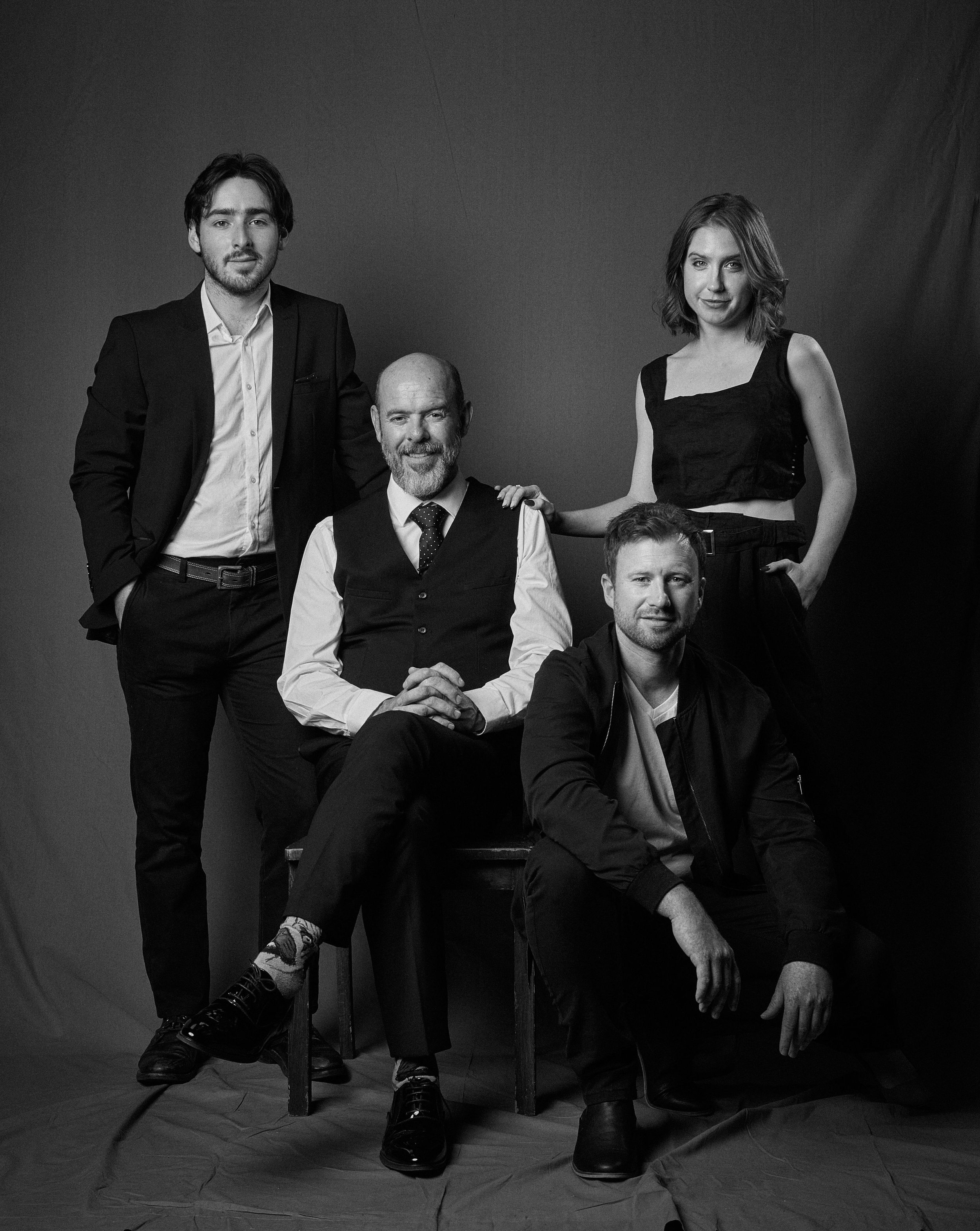 Director, Pierce Gordon with Assistant Director, Caitlin Hill and producers and actors, Francis McMahon and Jesse Richardson - Photo by Fraser Smith.jpg