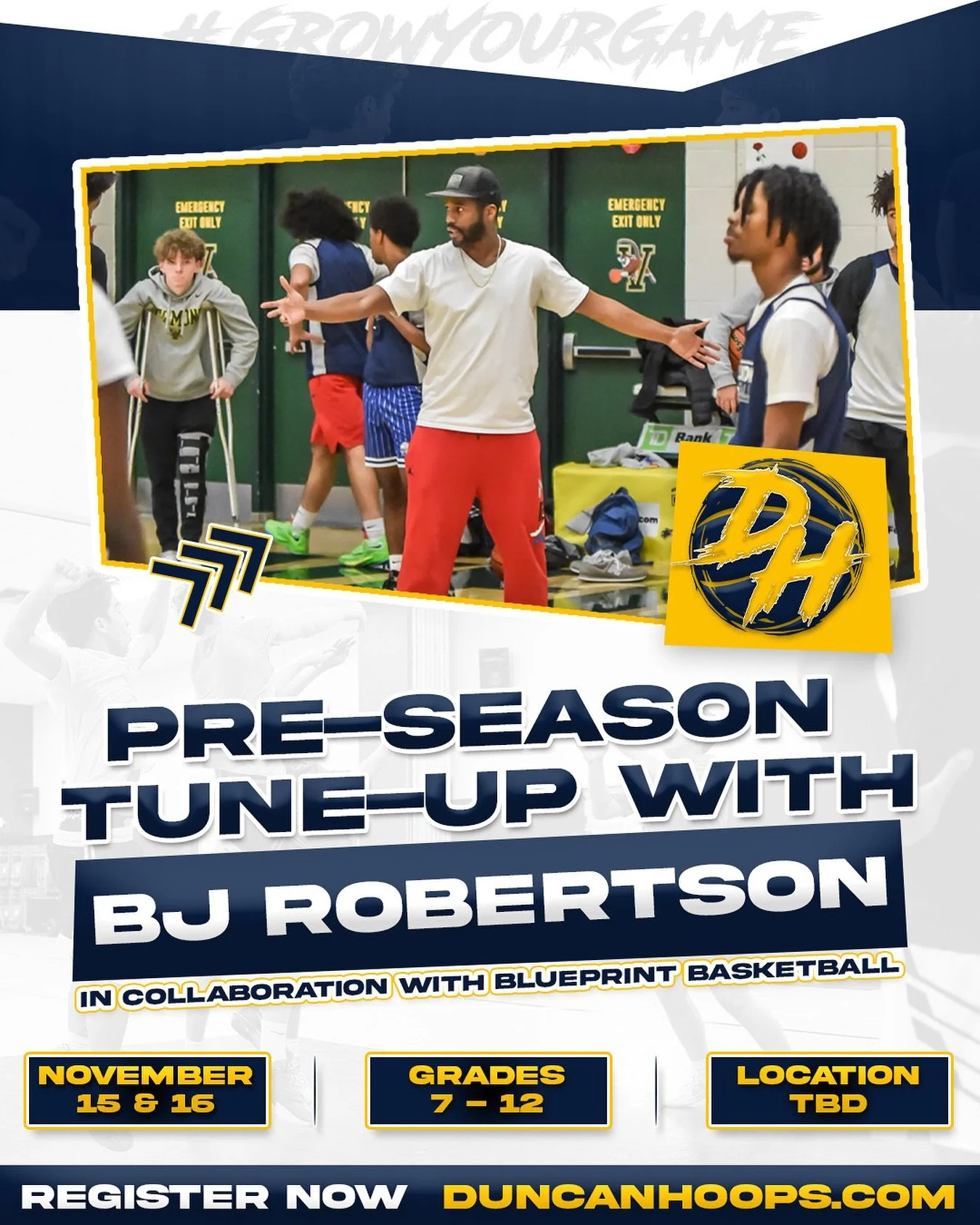 🚨 New Clinic Alert! 🚨 

Come get ready for the season on November 15-16 with @blueprint_basketballvt!

Who: Grades 7-8 (10-12pm)
Grades 9+ (1-3pm)

Location: TBD (Gym location announced closer to start date)

#GrowYourGame
