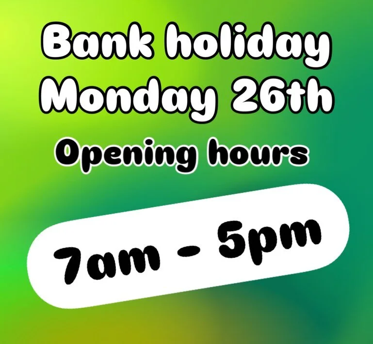 We&rsquo;ll be open from 7am - 5pm this bank holiday Monday! 💪