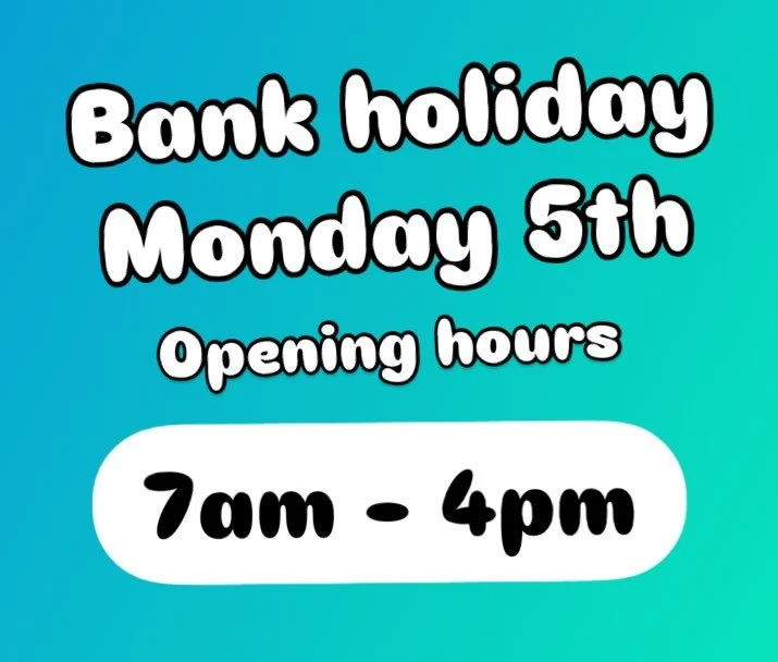Bank holiday Monday 5th May we&rsquo;ll be open 7am - 4pm 💪