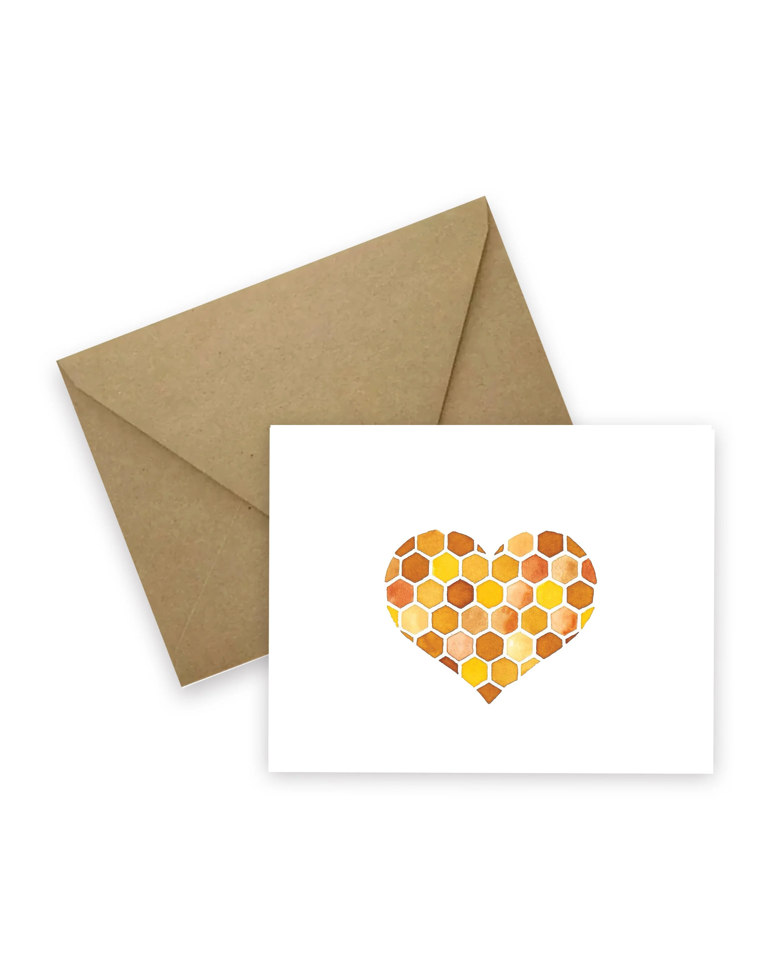 Honeycomb Heart Card / Gift Set of 5 Cards