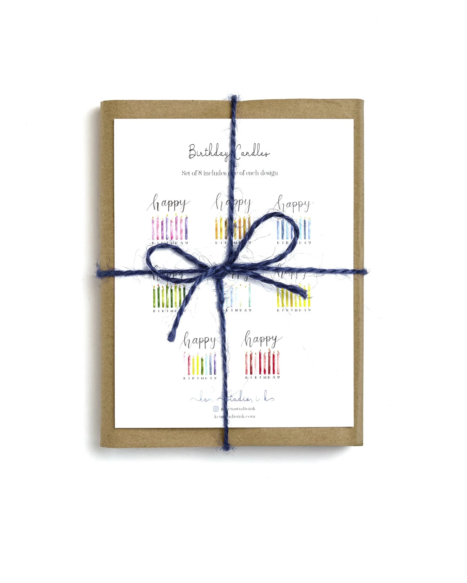 Happy Birthday Candle Gift Set  (Set of 8 assorted cards)
