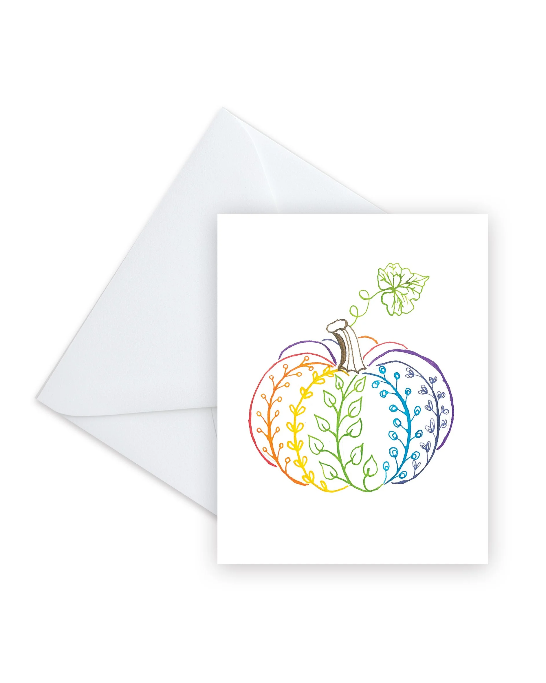 Rainbow Botanical Pumpkin Card - New