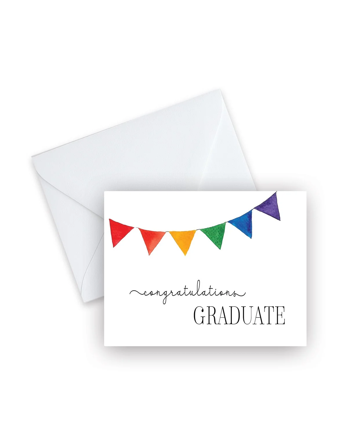 Congratulations GRADUATE Swag Banner Card - Rainbow Watercolor
