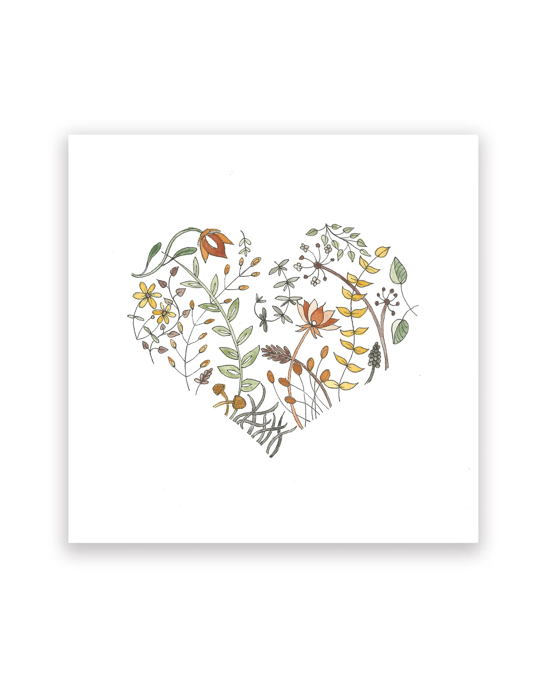 Botanical Heart Print 8x8