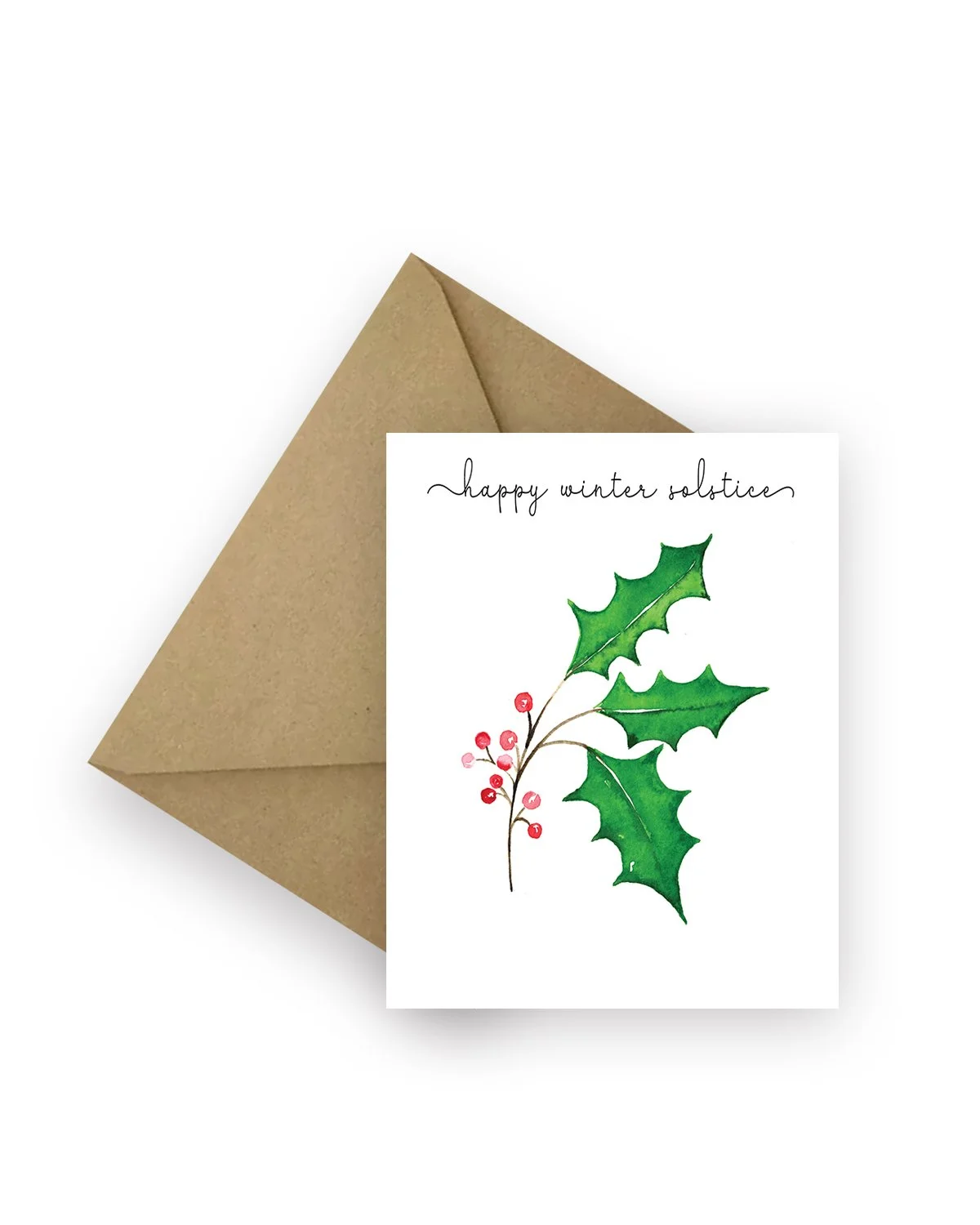 Happy Winter Solstice Holly & Berries Card