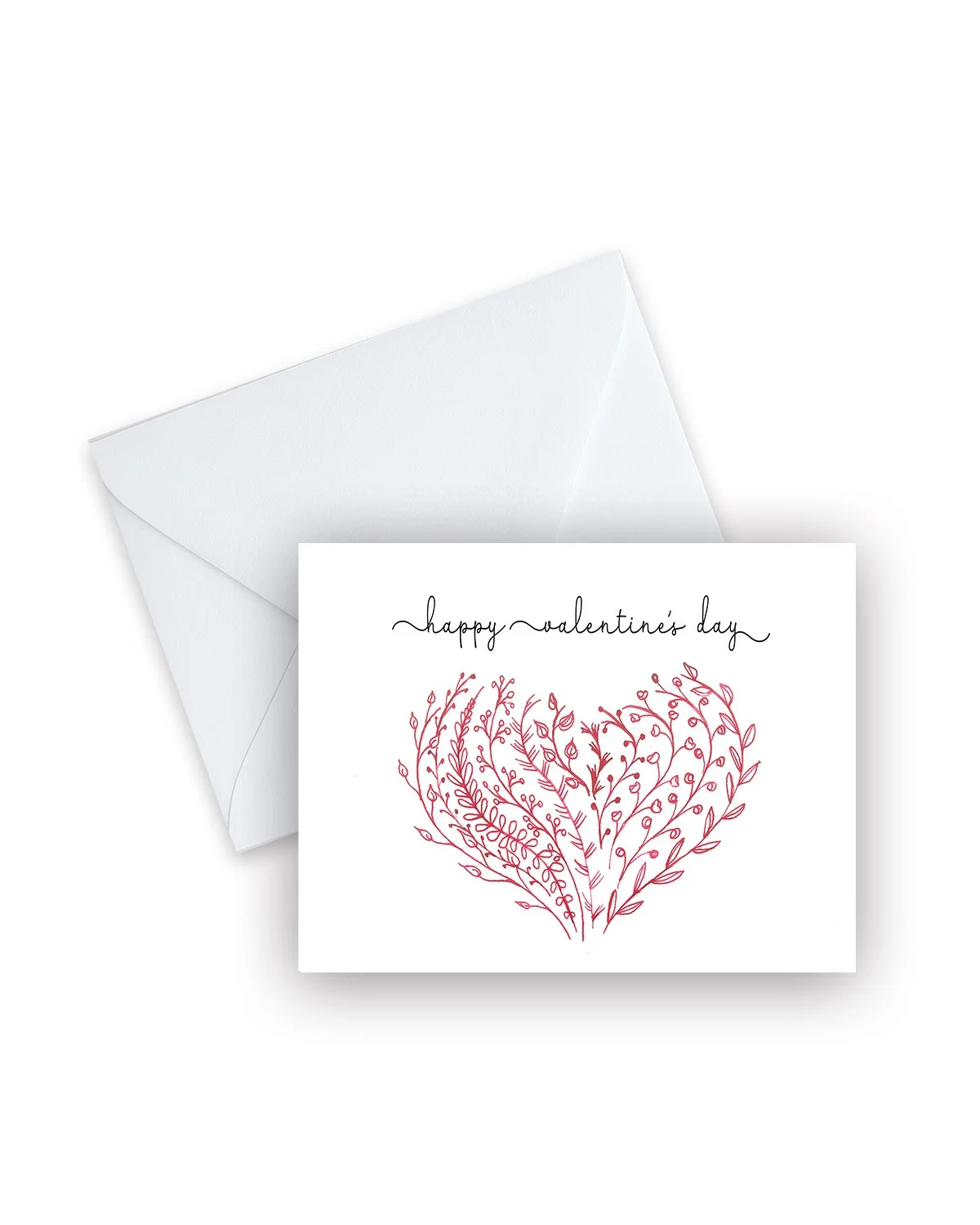 Happy Valentine's Day Red Botanical Heart