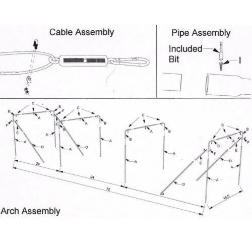 Commercial Batting Cage Frame Kits 12ft x 14ft x 70ft