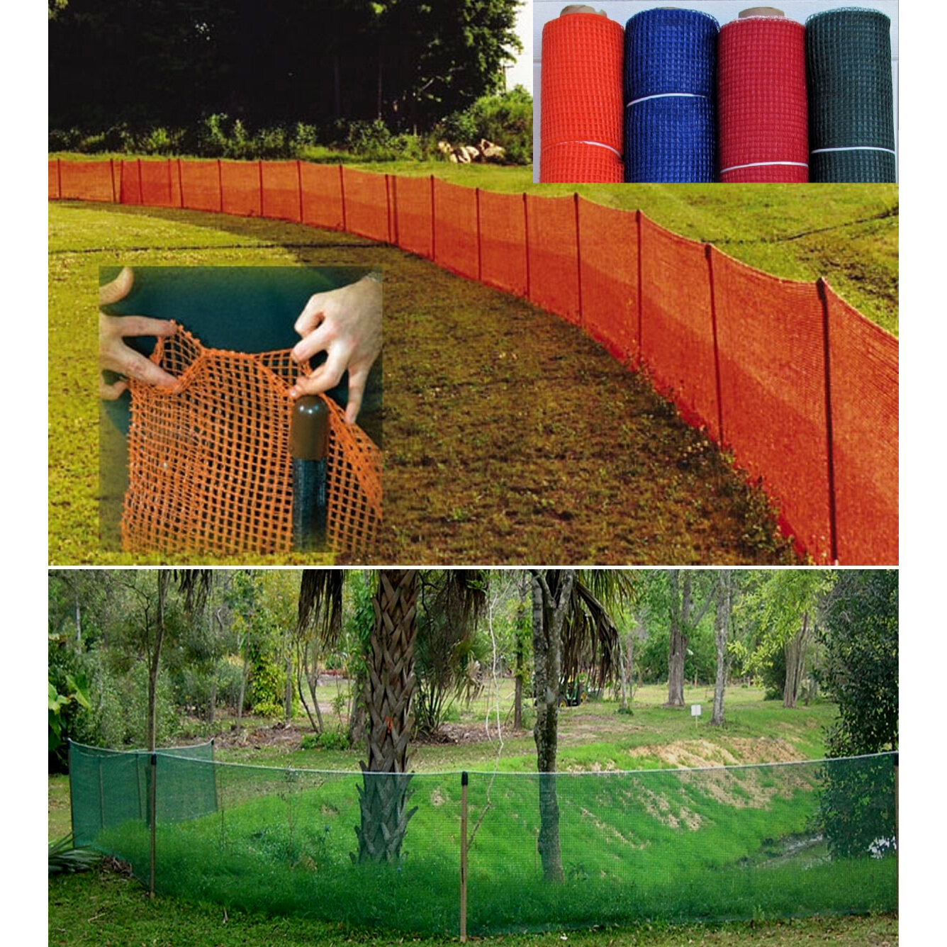 Pocket Garden Fence 4 x 150' Green/Orange/Red/Blue/Sports Baseball Outfield Snow 