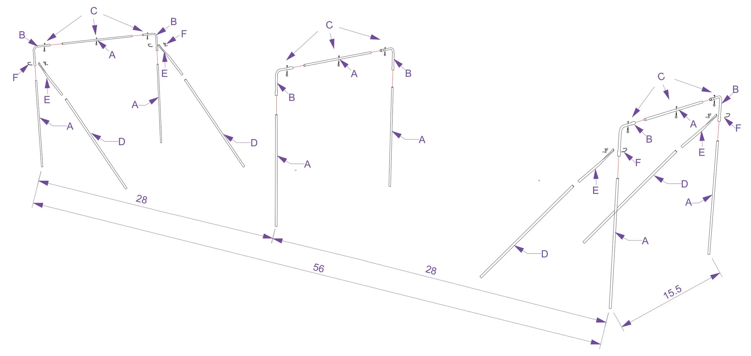 Commercial Batting Cage Frame Kits 12ft x 14ft x 55ft | Jones-Sports.com